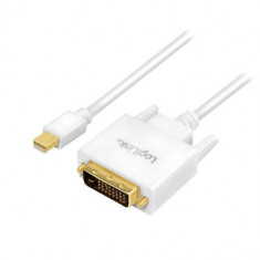 Cablu LOGILINK CV0138, Mini-DisplayPort - DVI-D DL, 3m, conectori auriti, Full HD/60Hz (Alb)
