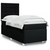 VidaXL Pat box spring cu saltea, negru, 80x200 cm, textil