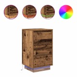 Cumpara ieftin Noptiera cu lumini LED Lemn vechi 38x34x65 cm