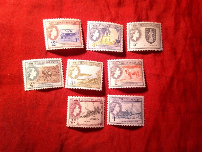 Serie mica Virgin Islands colonie britanica 1956 Regina Elisabeta , Motive locale, 8valori