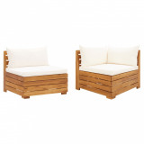 VidaXL Set mobilier grădină cu perne, 2 piese, lemn masiv de acacia