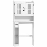 HOMCOM Dulap deasupra WC, 2 usi, rafturi deschise, bara inferioara, 80x19,5x170 cm, Alb