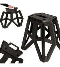 Scaun pliabil de camping din plastic, negru, 33 x 42 x 40 cm