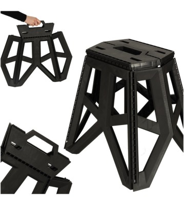 Scaun pliabil de camping din plastic, negru, 33 x 42 x 40 cm foto