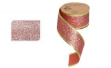 Panglica decorativa Glitter, 3.8x270 cm, poliester, roz deschis