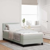 Cumpara ieftin Pat cu arc LED cu headboard Gri deschis 100 x 200 cm Catifea