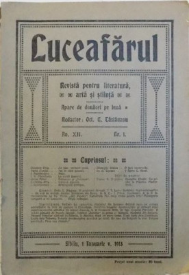Luceafarul - Revista pentru Literatura, Arta si Stiinta. Anul XII Nr. 1 Sibiu Ianuarie 1913 foto