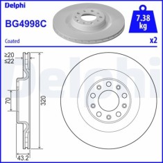 Set discuri frana spate DELPHI, Alfa Romeo Giulia (952 ), 10.2015-, Stelvio (949 ), 12.2016-, spate; puntea spate