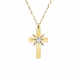 Elif - Colier personalizat cruce din argint 925 placat cu aur galben 24 Karate si Cristal Swarovski, Bijubox
