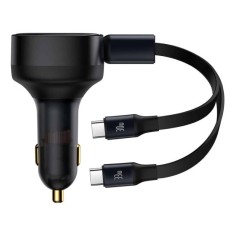 Incarcator Auto Fast Charging, 33W + Cablu 2x Type-C, 75cm - Baseus Enjoyment (C00035500111-00) - Black