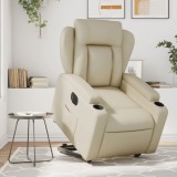 VidaXL Fotoliu rabatabil electric cu ridicare, crem, piele ecologică