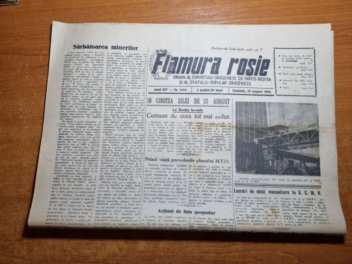 flamura rosie 19 august 1963-articol resita,ziua minerului,mina dognecea,bocsa