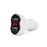 Incarcator bricheta auto telefon - 2 x USB, cu voltmetru - alb Best CarHome