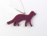 Decoratiune Craciun - Ceramic Fox on String, liliac 6x2cm | Drescher