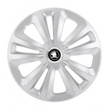 Cumpara ieftin Set 4 capace roti pentru Skoda Nou Alb-Negru, model Terra Gray, R15