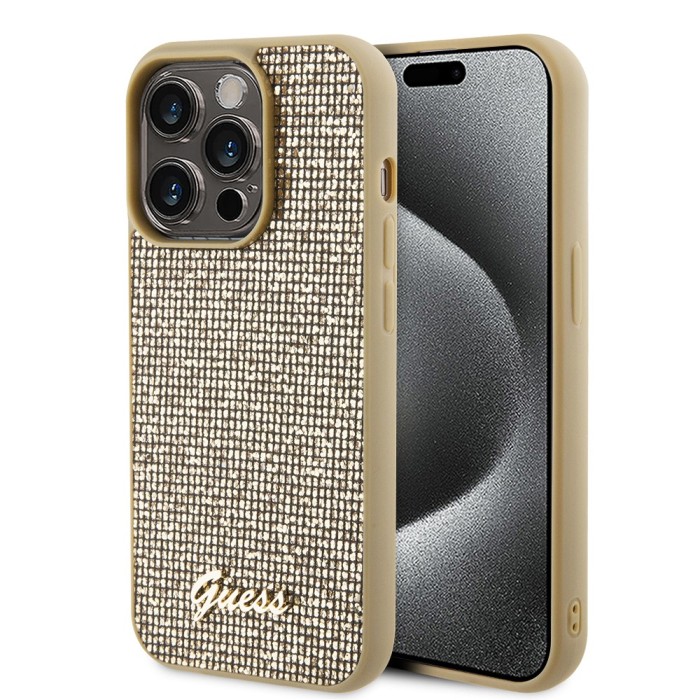Husa originala Guess iPhone 15 Pro Max Disco Metal Script, auriu, GUHCP15XPMSDGSD