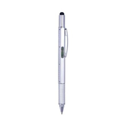 Pix multifunctional 6 in 1, rigla, 2 surubelnite, touchscreen, nivela cu bula, metal, 14.8 cm - Alb foto