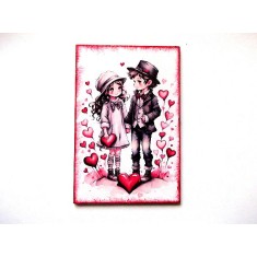 Magnet frigider cu copii si inimioare 45840