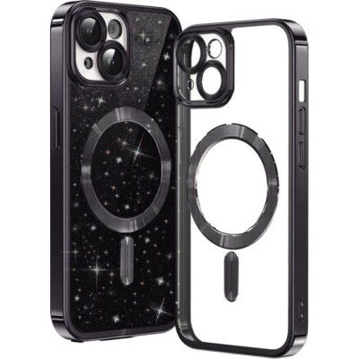 Husa pentru iPhone 14 Plus - Techsuit Luxury Glitter MagSafe - Black foto
