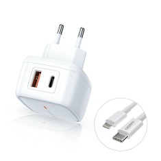 Incarcator Universal USB &amp; Tip C + Cablu Lightning (Alb) JELLICO C3