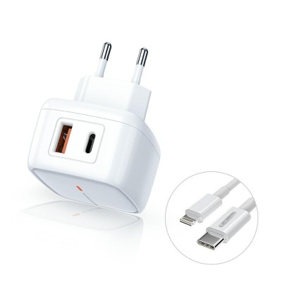 Incarcator Universal USB &amp;amp; Tip C + Cablu Lightning (Alb) JELLICO C3 foto