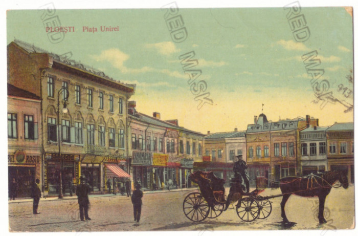 1004 - PLOIESTI, Market Unirii, Romania - old postcard - used - 1913