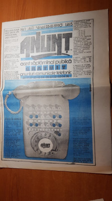ziarul anunt 6 aprilie 1990 anul 1,nr. 1 al ziarului foto