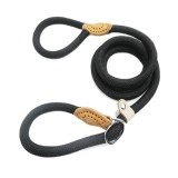 Lesa cordelina pentru caini, cu opritor, anti-tragere 10mm x 1.5m, Negru, Ropet