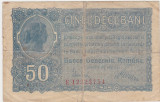 ROMANIA 50 BANI BGR 1917 UZATA