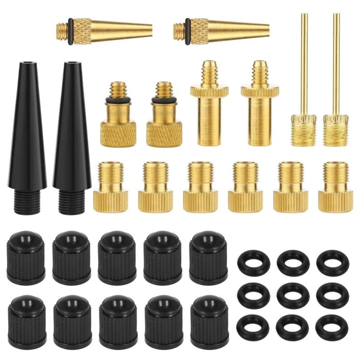 Set adaptoare pentru umflat, 36 elemente, negru / auriu