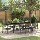 vidaXL Set de masă pentru grădină 9 pcs Negru poliratan 3380819