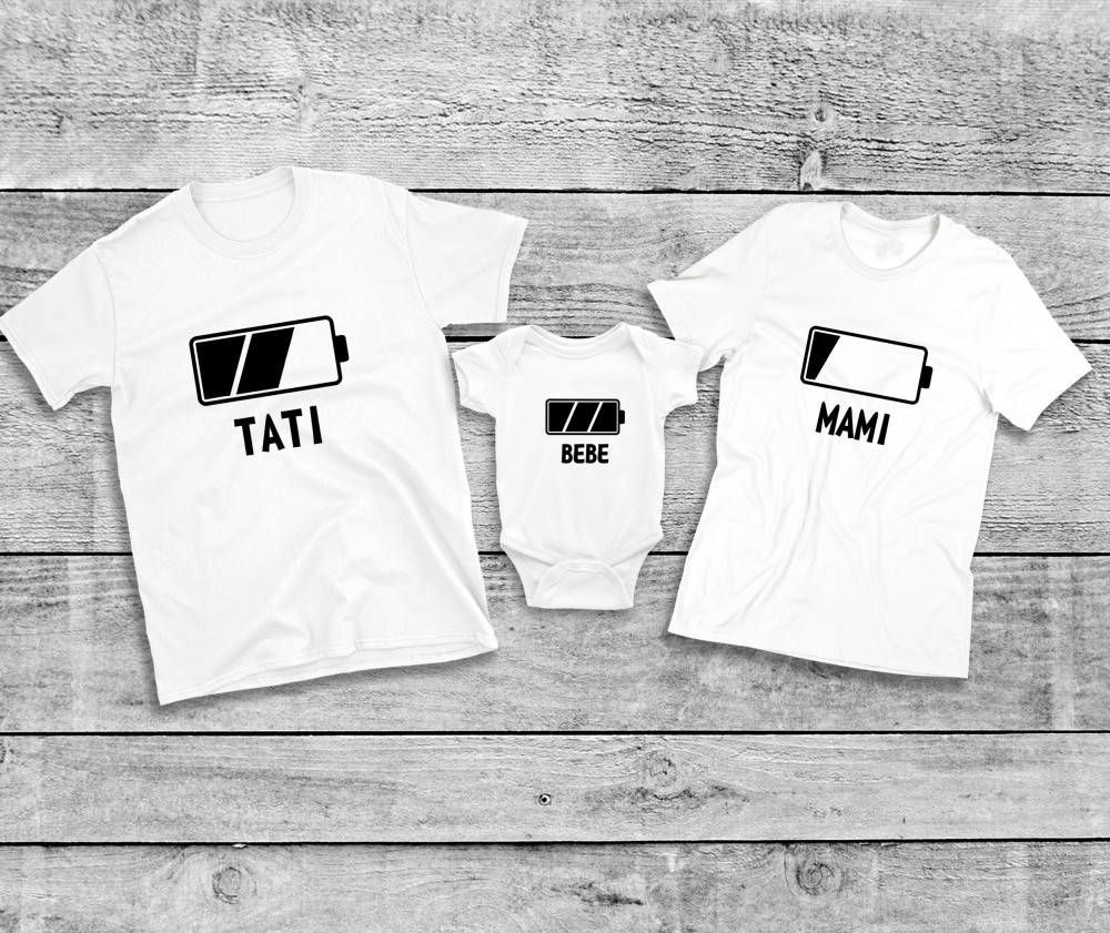 Tricouri Personalizate set Familie , Bumbac– Battery | Okazii.ro