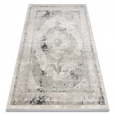 Covor TULS structural, franjuri 51321 Vintage, Cadru, Rozetă bej / gri , 280x370 cm foto
