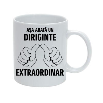 Cana alba personalizata &amp;quot;Asa arata un diriginte extraordinar&amp;quot;, INOVATIX&amp;reg;. 330ml foto