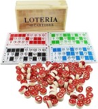 Joc de societate Loto cu carduri si jetoane, cutie depozitare lemn, 18x10.5x5.5 cm