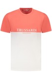 Trussardi Tricou barbati, cu imprimeu, Regular fit, Roz si alb (Marime: L)