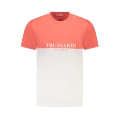 Trussardi Tricou barbati, cu imprimeu, Regular fit, Roz si alb, S