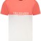 Trussardi Tricou barbati, cu imprimeu, Regular fit, Roz si alb, M