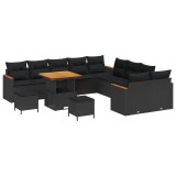 vidaXL Set de canapele pentru grădină 13 pcs Negru Rattan poli 3365049