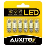 Set 6 Becuri ajustabile LED C5W pentru autoturisme, Auxito, Canbus, Alb 6500K, Dimensiune 36mm sau 31mm