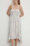 Answear Lab rochie culoarea alb, midi, evazată