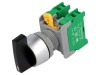 Comutator rotativ 22mm negru 1NO x2