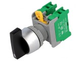 Comutator rotativ 22mm negru 1NO x2
