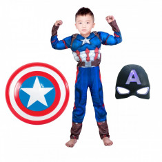 Costum cu muschi Captain America marimea L 7 9 ani scut 31 cm masca LED cadou foto