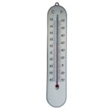Termometru de perete Pufo Simple pentru interior/ exterior, 25 x 5 cm, argintiu