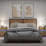vidaXL Noptieră LED cu sertar 2 pcs stejar artizanal 38 x 34 x 61 cm