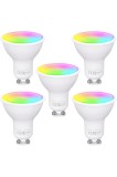 Becuri inteligente GU10 compatibile cu Alexa, lampă WiFi, 4.7 W echivalent cu 50 W, RGB 16 milioane de culori + alb cald alb rece, dimabil prin aplica