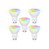 Becuri inteligente GU10 compatibile cu Alexa, lampă WiFi, 4.7 W echivalent cu 50 W, RGB 16 milioane de culori + alb cald alb rece, dimabil prin aplica