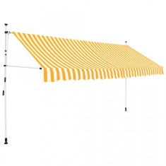 Copertina retractabila manual, 400 cm, dungi galben ?i alb foto