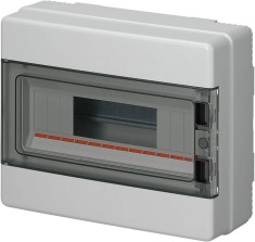 Tablou electric aplicat Elettrocanali 8 module IP65 IK08 cu usa transparenta fumurie